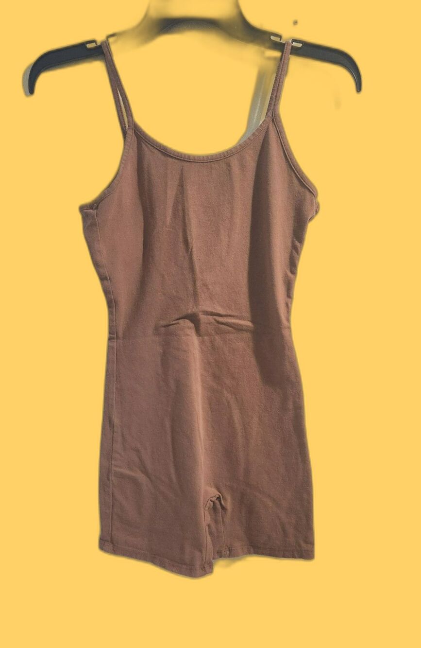 Bozzolo minimalist Athleisure Shorts Bodysuit in Brown Size Small sleeveless
